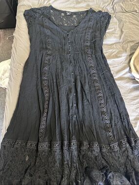 City Chic Black Lace Trim Dress